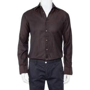Gucci Brown Cotton Button Front Shirt S