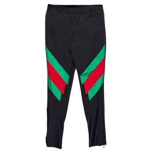 Gucci Black Synthetic Stripe Paneled Track Pants S