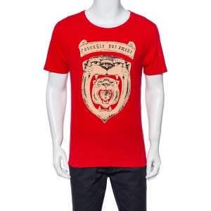 Gucci Red Tiger Head Print Crewneck T-Shirt XS