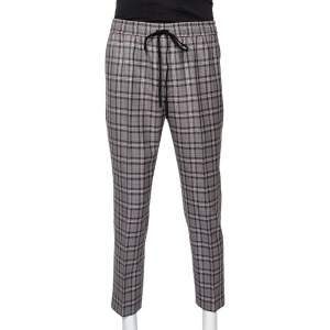 Gucci Grey Checkered Wool Track Pants S