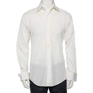 Gucci White Logo Jacquard Cotton Button Front Shirt M 