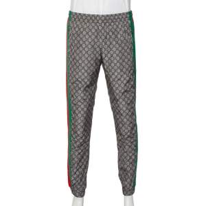 Gucci Beige Logo Printed Web Stripe Detail Joggers XL
