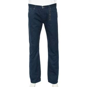 Gucci Blue Cotton Regular Fit Trouser L