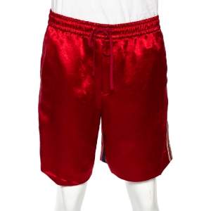 Gucci Red Silk Blend Print Detail Shorts L