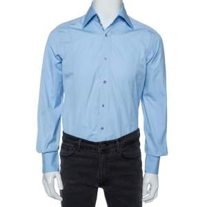 Gucci Sky Blue Cotton Button Front Shirt M 