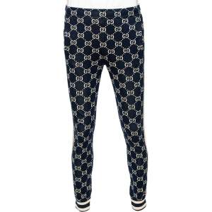 Gucci Navy Blue Logo Jacquard Side Stripe Detail Joggers M