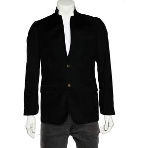 Gucci Midnight Blue Corduroy Bee Embroidered Lapel Tailored Blazer S