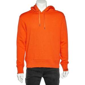 Gucci Orange Cotton Hollywood Embroidered Hoodie XS