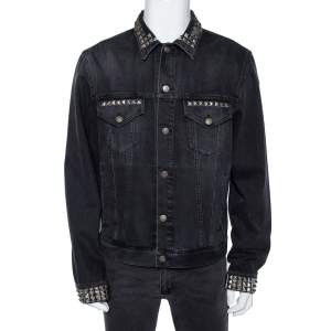 Gucci Grey Blind For Love Rock Studded Denim Jacket XXL