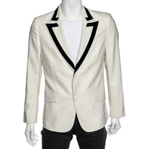Gucci White "Blind For Love" Applique Detail Wool Blazer M