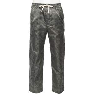 Gucci Grey GG Monogram Synthetic Off The Grid Trousers L