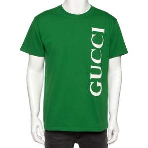 Gucci Green Cotton Logo Printed Short Sleeve T-Shirt XS