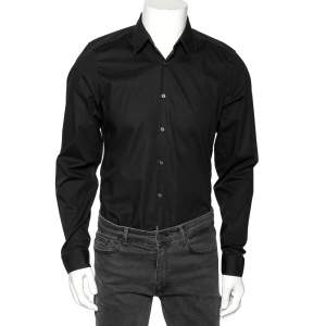 Gucci Black Cotton Button Front Slim Fit Shirt M