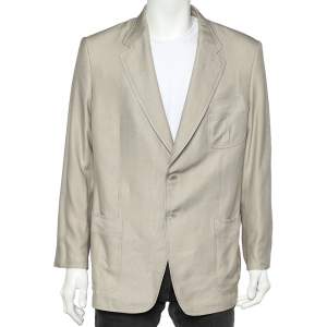 Gucci Beige Silk Button Front Jacket XXL