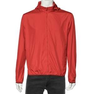 Gucci Orange Synthetic Concealed Hood Detail Windbreaker Jacket L
