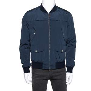 Gucci Navy Blue Diamante Nylon Bomber Jacket M
