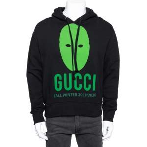 Gucci Black and Green Mask Cotton Graphic Print Hoodie XS