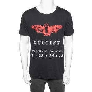 Gucci Black Cotton Bat Invite Printed Short Sleeve T-Shirt S