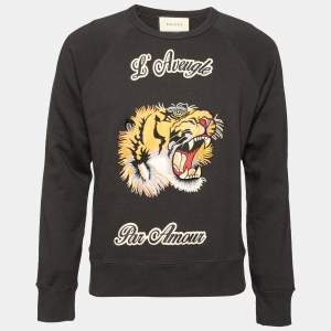 Gucci Charcoal Grey Terry Knit L'Aveugle Par Amour Sweatshirt S