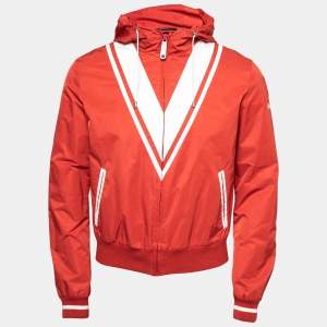 Gucci Red Synthetic Hooded Zip Front Jacket S