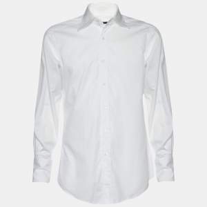 Gucci Vintage White Cotton Tonal Striped Button Front Shirt XL