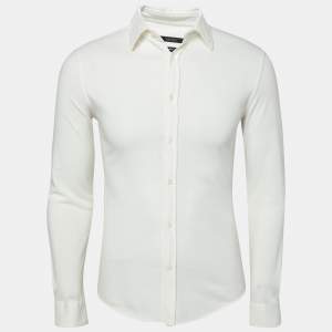 Gucci Ivory Cotton Pique Duke Long Sleeve Button Front Shirt S