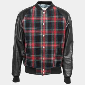 Gucci Multicolor Wool and Leather Button Front Jacket XL