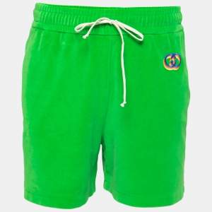 Gucci Green Velor GG Embroidered Shorts L