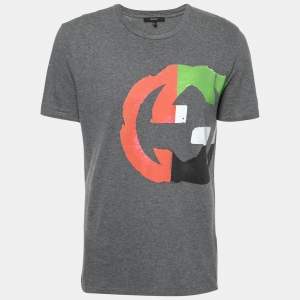 Gucci Grey Cotton GG Printed Crew Neck T-shirt XL