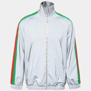 Gucci Grey Web Trim Stretch-Jersey Track Jacket M