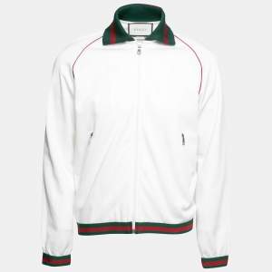 Gucci White Cotton Stretch Striped Detail Track Jacket S