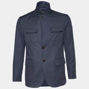 Gucci Blue Cotton Zip Front  Jacket M