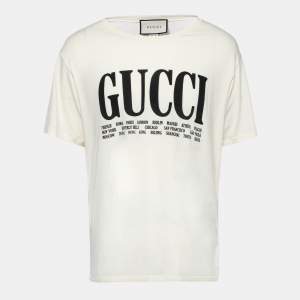Gucci Cream Cities Print Cotton T-Shirt XL