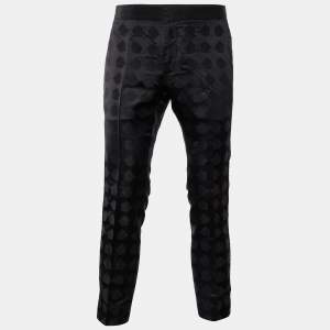 Gucci Black Silk Satin Tiger Pattern Trousers M