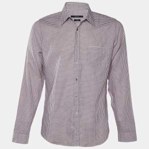 Gucci Multicolor Grid Pattern Cotton Skinny Fit Shirt XL