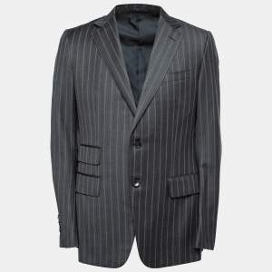 Gucci Grey Striped Wool Crepe Single-Breasted Blazer XL