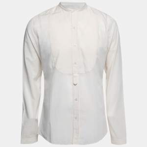 Gucci Ecru Voile Bib Neck Button Front Shirt M
