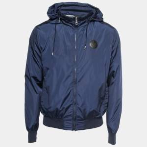 Gucci Blue Synthetic Hooded Zip-Up Jacket M