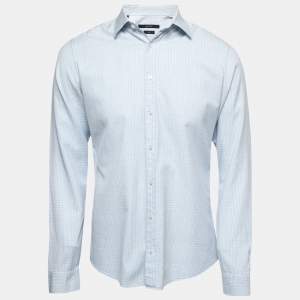 Gucci Blue Checked Cotton Slim Fit Button Front Shirt M