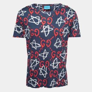 Gucci Blue Ghost GG Print Cotton T-Shirt S