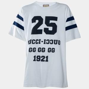 Gucci White Alphabet & Blind For Love Printed Cotton T-Shirt XXL