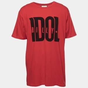 Gucci Red Billy Idol Print Cotton Oversized T-Shirt 3XL