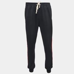 Gucci Black Jersey Web Striped Jogger Pants XXL