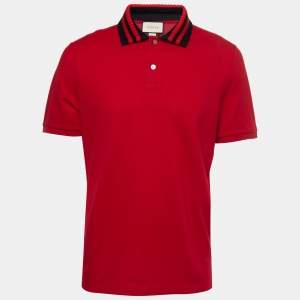 Gucci Red Cotton Pique Polo T-Shirt XL