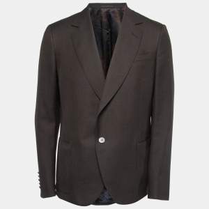 Gucci Dark Brown Wool Blend Single Breasted Blazer XL