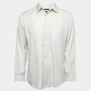 Gucci White/Beige Plaided Cotton Button Front Full Sleeve Slim-Fit Shirt L