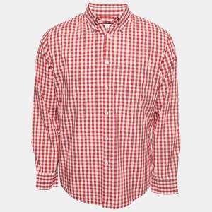 Gucci Red Checked Cotton Button Down Full Sleeve Shirt L