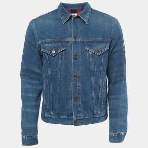 Gucci Blue Embroidered Denim Button Front Jacket M