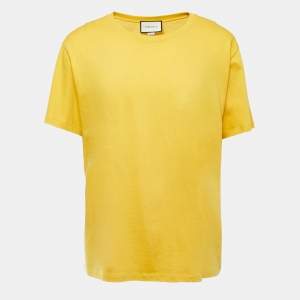 Gucci Yellow Distressed Cotton T-Shirt XL