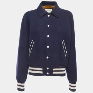 Gucci Navy Blue Wool Varsity Jacket M